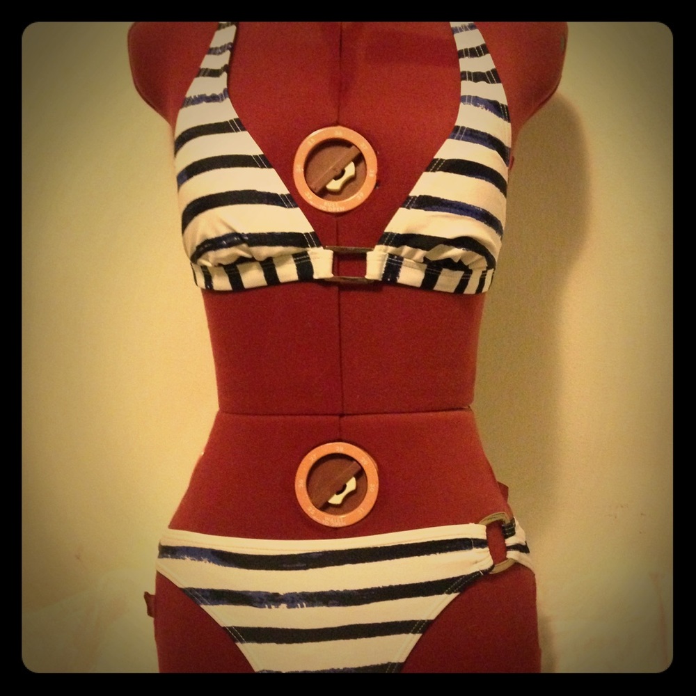 Waterpro navy striped bikini size small